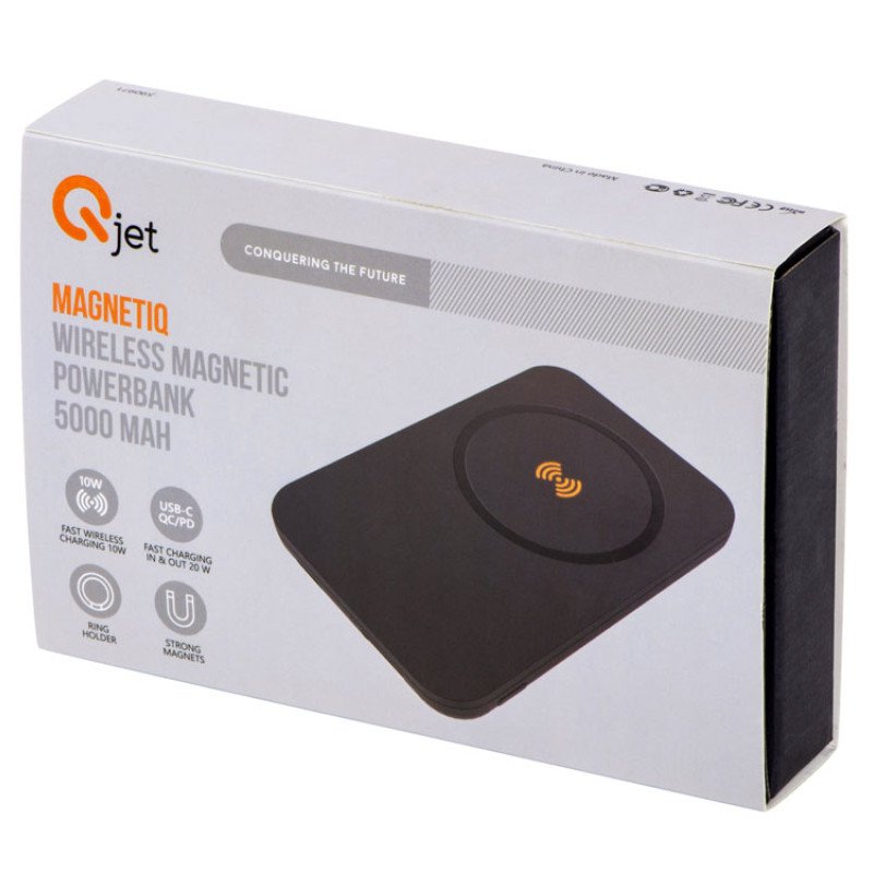 Магнитный беспроводной внешний аккумулятор "MagnetIQ", 5000 mah, 10 W, черный