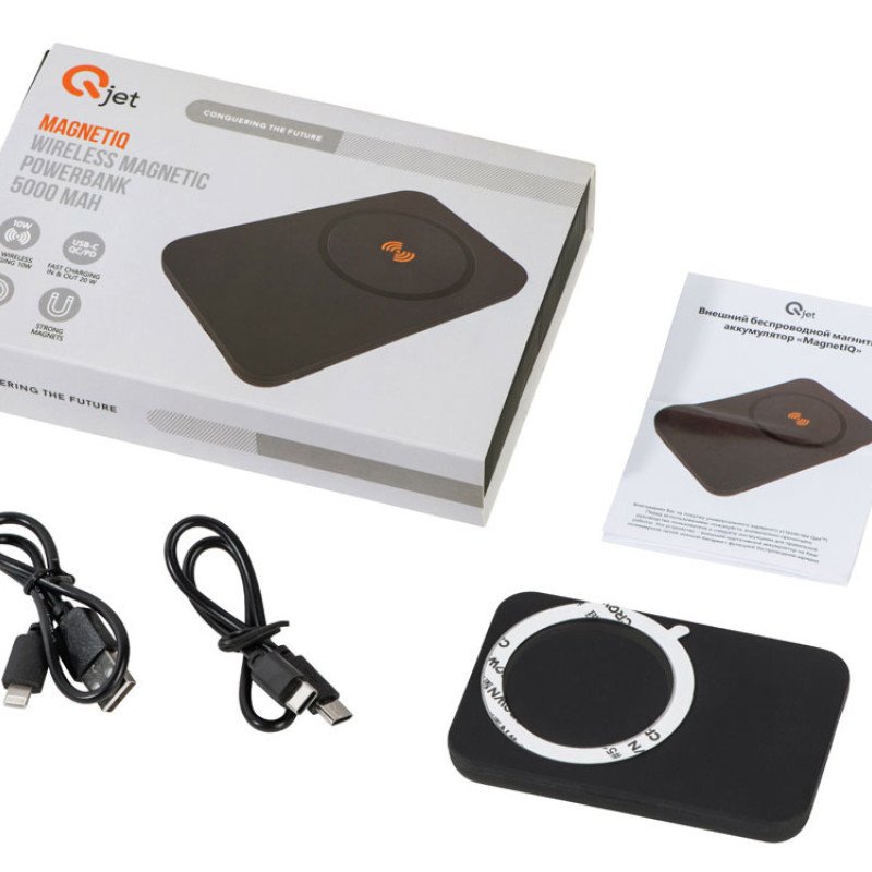 Магнитный беспроводной внешний аккумулятор "MagnetIQ", 5000 mah, 10 W, серый Cool gray 7C