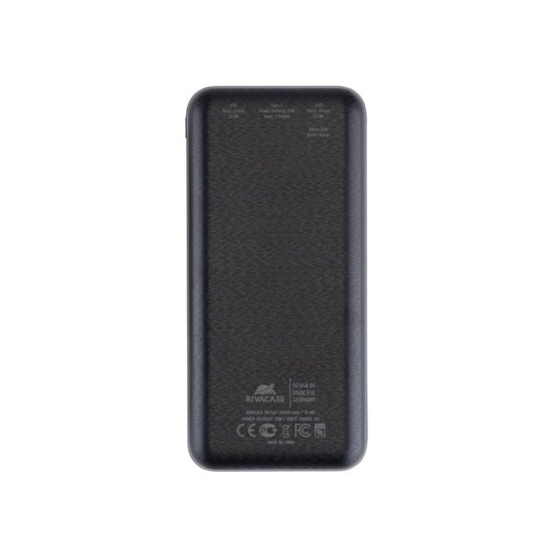 RIVACASE VA2582 (20 000mAh), QC/PD 22.5W внешний аккумулятор с дисплеем, черный /24