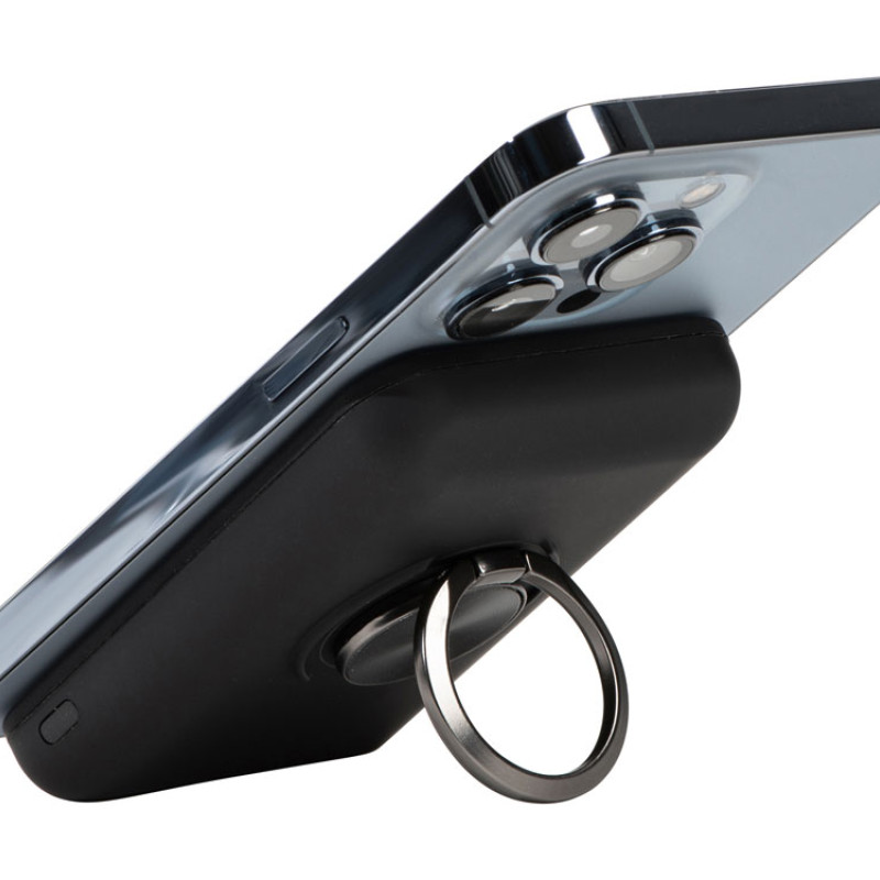 Магнитный беспроводной внешний аккумулятор "MagnetIQ", 5000 mah, 10 W, черный (Р)