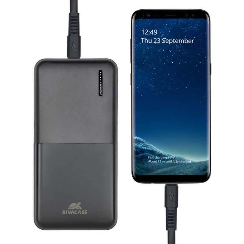 RIVACASE VA2571 (20000 мАч) QC/PD внешний аккумулятор, черный 12/24