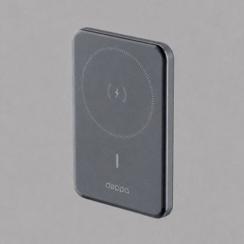 Внешний АКБ NRG MageSafe Alum 5000 мА-ч, 15Вт QI, серый, Deppa