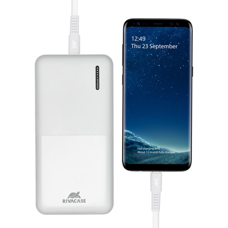 RIVACASE VA2571 (20000 мАч) QC/PD внешний аккумулятор, белый 12/24 RIVACASE VA2571 (20000 мАч) QC/PD внешний аккумулятор, белый 12/24