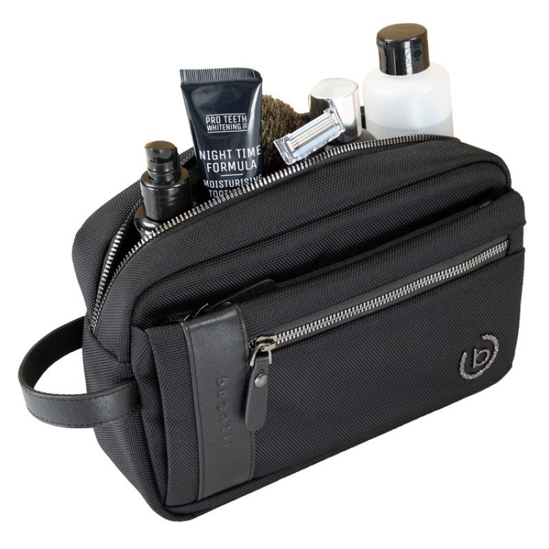 Несессер мужской BUGATTI НЕРО | NERO, чёрный, нейлон 1680D/кожа, 24х7,5х16 см