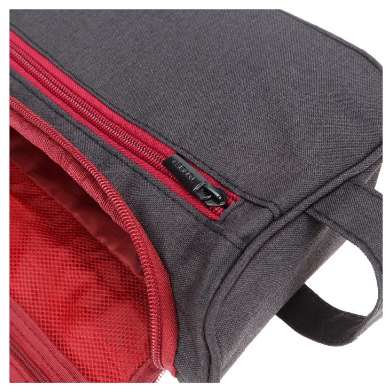 Несессер TORBER, дорожный, чёрный/бордовый, полиэстер 300D, 24 х 16 х 9 см