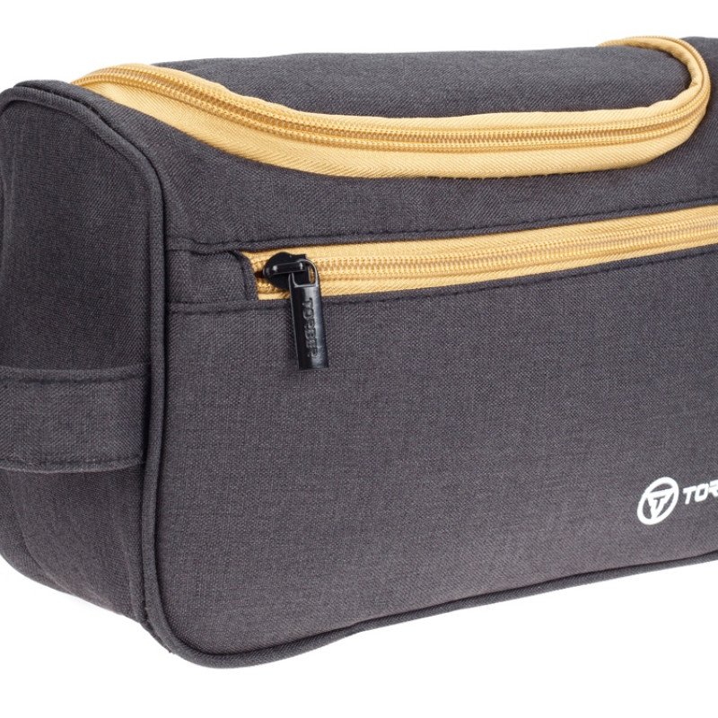 Несессер TORBER, дорожный, чёрный/бежевый, полиэстер 300D, 24 х 16 х 9 см