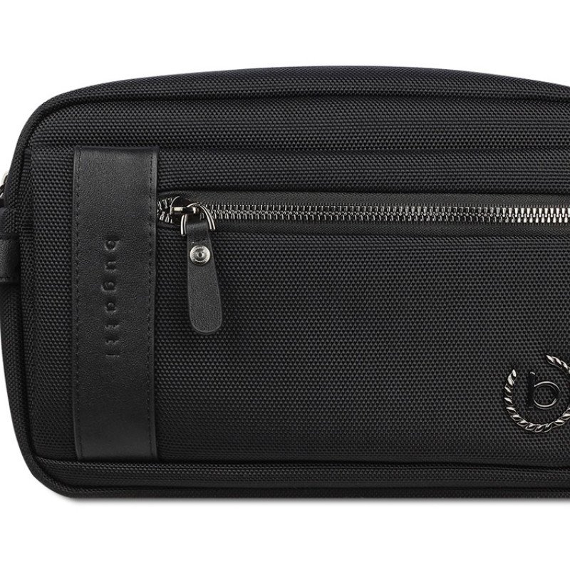 Несессер мужской BUGATTI НЕРО | NERO, чёрный, нейлон 1680D/кожа, 24х7,5х16 см