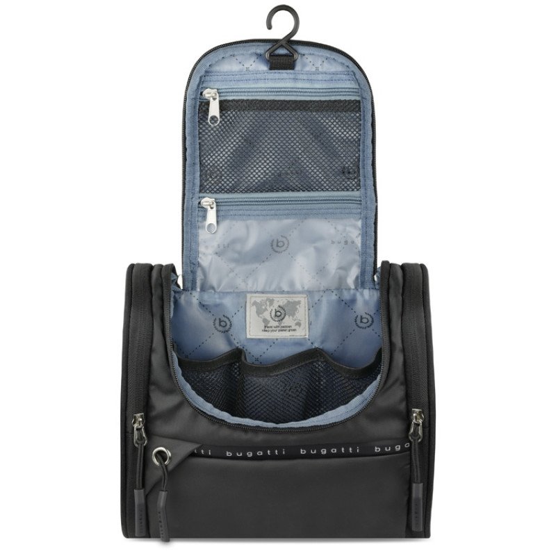 Несессер BUGATTI БЛАНК ОБЛЕГЧЕННАЯ | BLANC DELIGHT, чёрный, нейлон RPET600D/тарпаулин/полиэстер, 24,5х12х22,5 см, 5 л