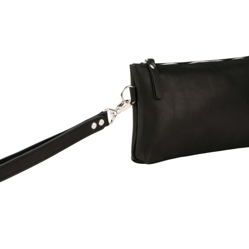 Барсетка кожаная, черный