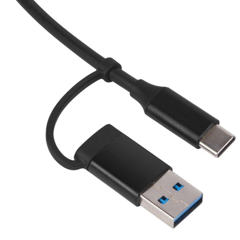 USB-хаб «Link» с коннектором 2-в-1 USB-C и USB-A, 2.0/3.0, черный