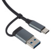 USB-хаб «Link» с коннектором 2-в-1 USB-C и USB-A, 2.0/3.0, серый
