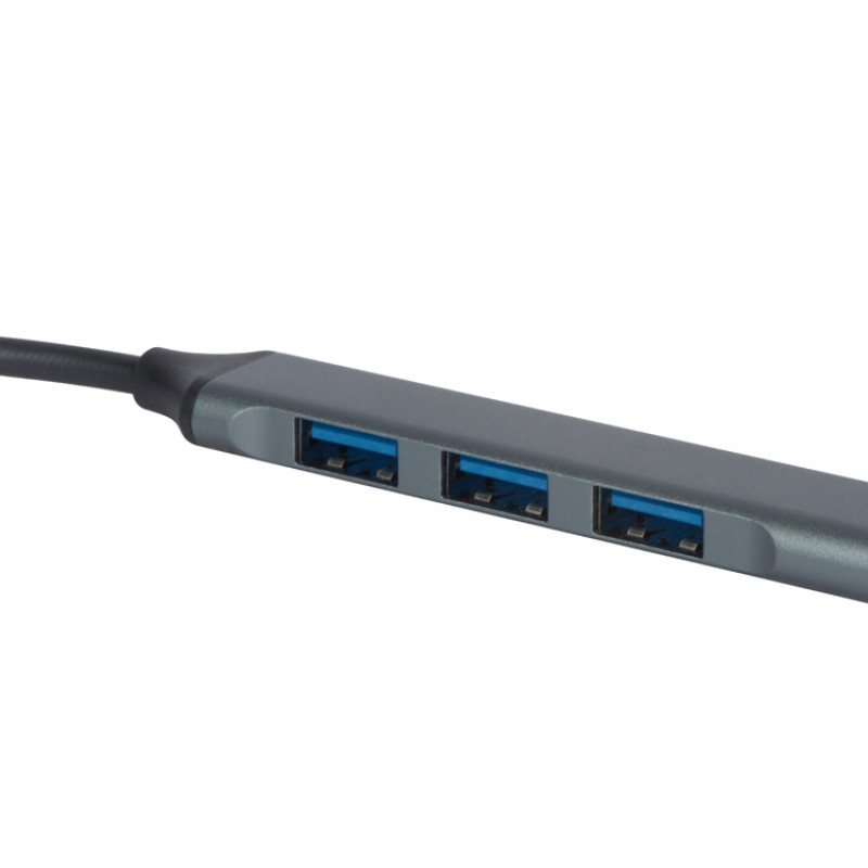 USB-хаб «Link» с коннектором 2-в-1 USB-C и USB-A, 2.0/3.0, серый