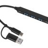 USB-хаб «Link» с коннектором 2-в-1 USB-C и USB-A, 2.0/3.0, черный