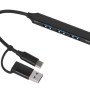USB-хаб «Link» с коннектором 2-в-1 USB-C и USB-A, 2.0/3.0, черный