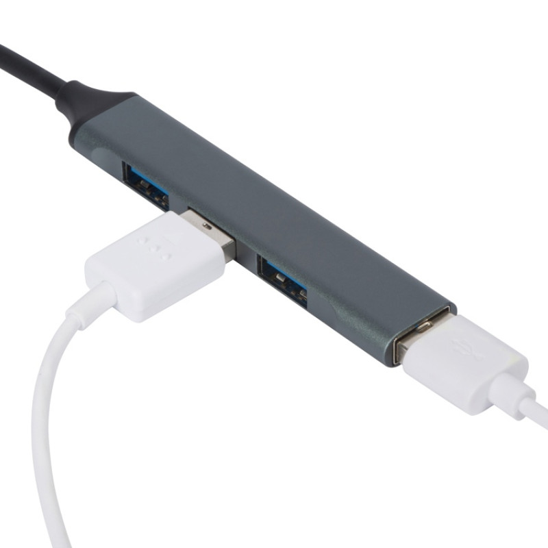USB-хаб «Link» с коннектором 2-в-1 USB-C и USB-A, 2.0/3.0, серый