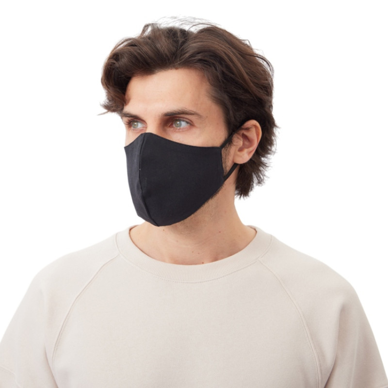 Маска для лица многоразовая из хлопка, анатомической формы, черный
