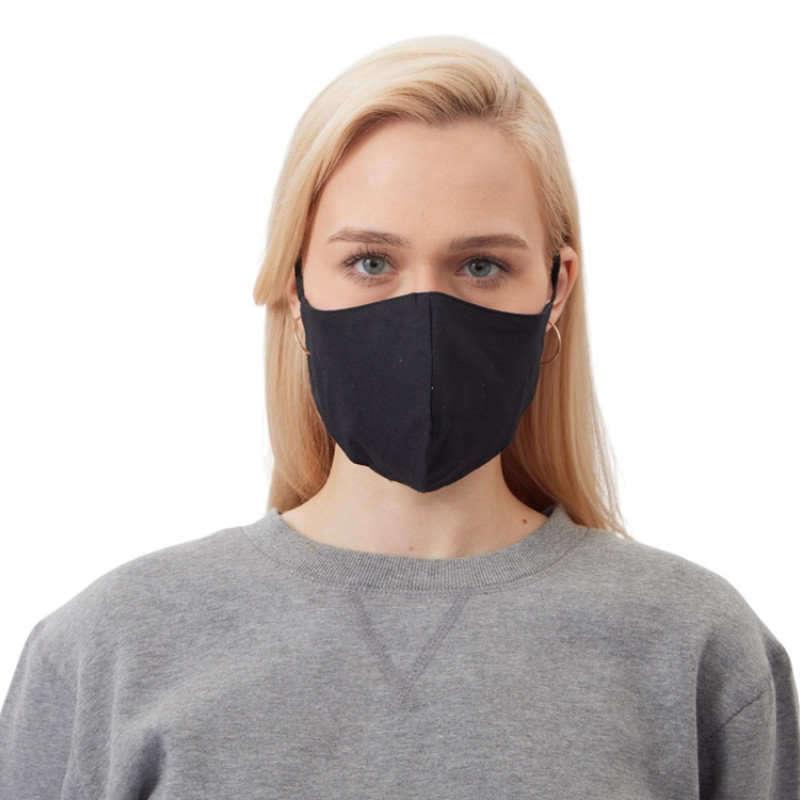 Маска для лица многоразовая из хлопка, анатомической формы, черный