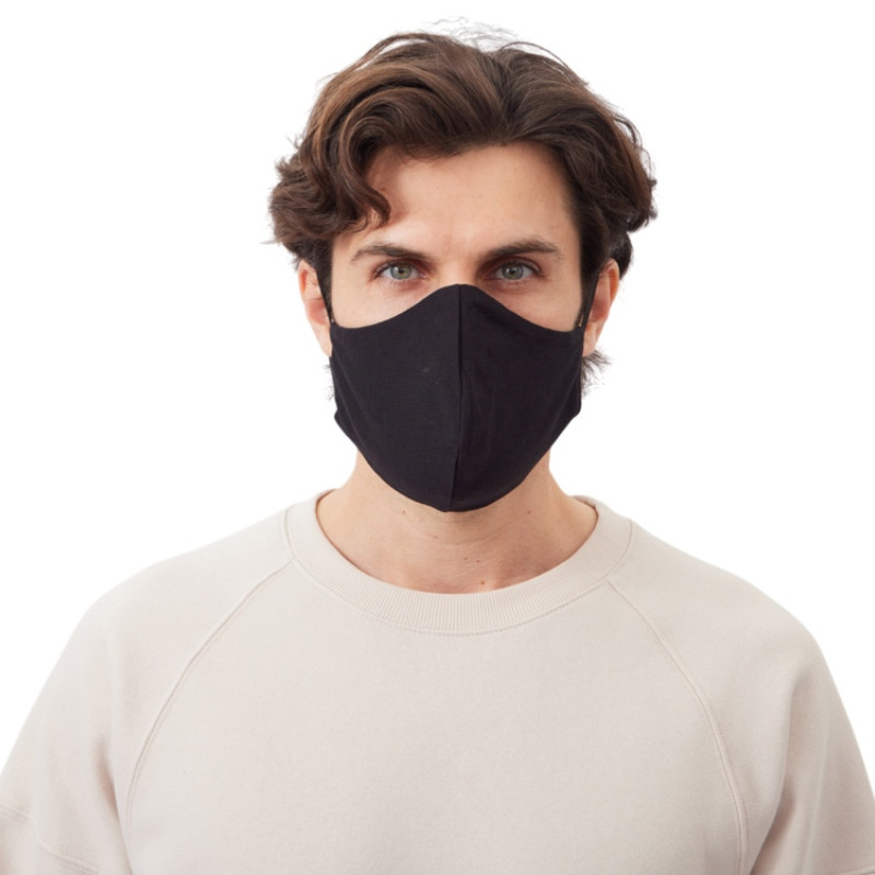 Маска для лица многоразовая с фиксаторами, черная