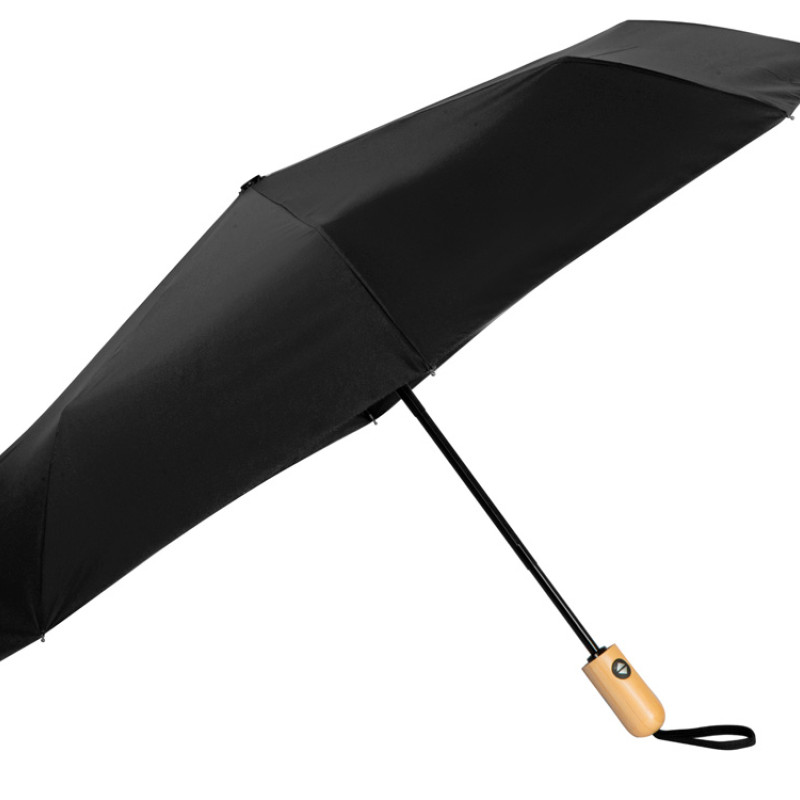Зонт-автомат Lumet с куполом из переработанного пластика, черный (P)