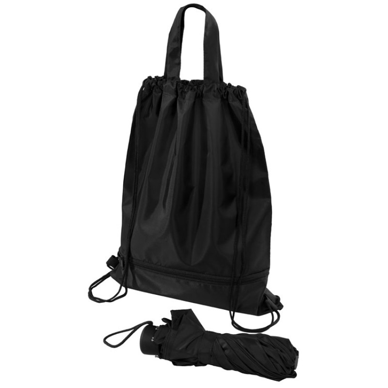 Зонт «Picau» из переработанного пластика в сумочке, черный