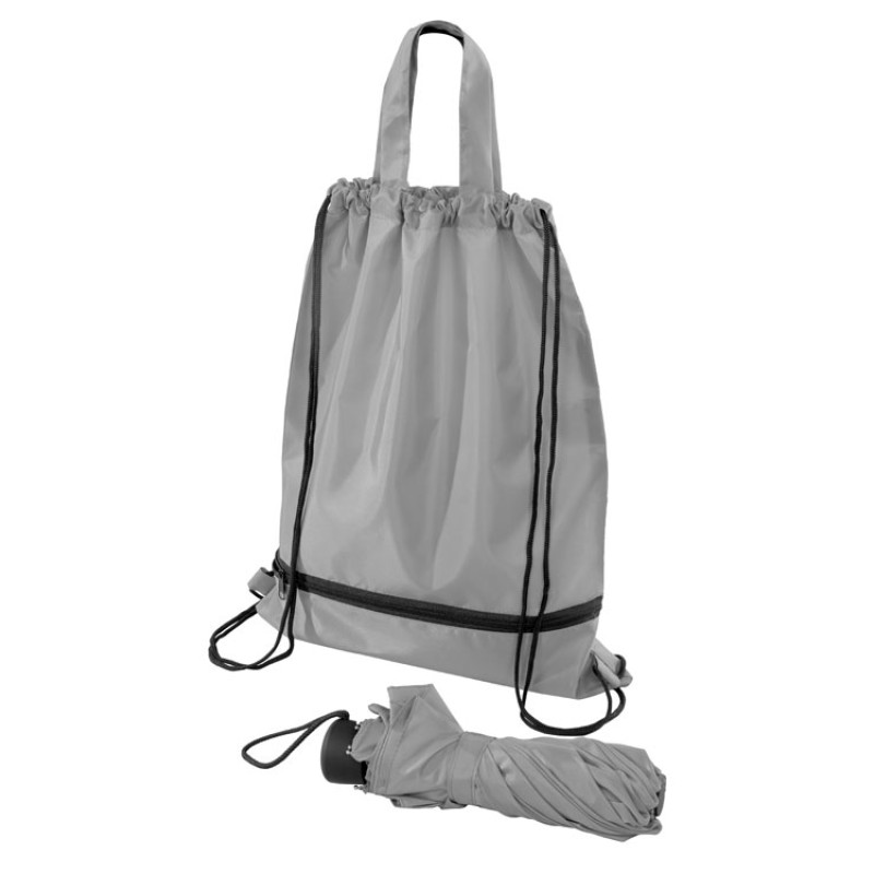 Зонт «Picau» из переработанного пластика в сумочке, серый