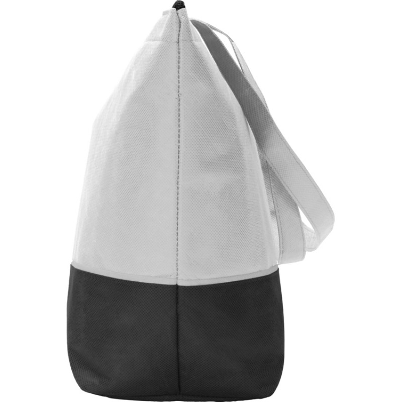 Сумка-холодильник Reviver с длинными ручками из нетканого переработанного материала RPET, белый/черный