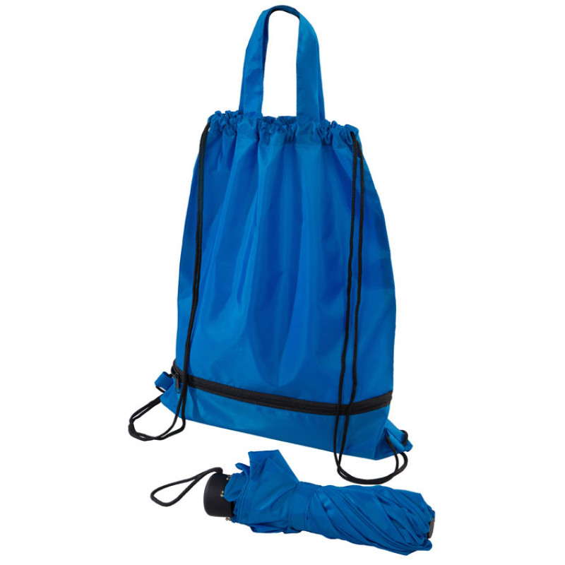 Зонт «Picau» из переработанного пластика в сумочке, синий