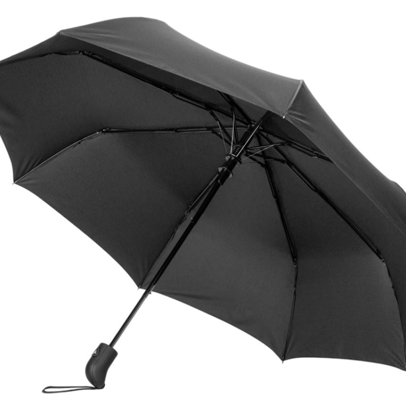 Зонт-полуавтомат Roof с куполом из переработанного пластика, черный