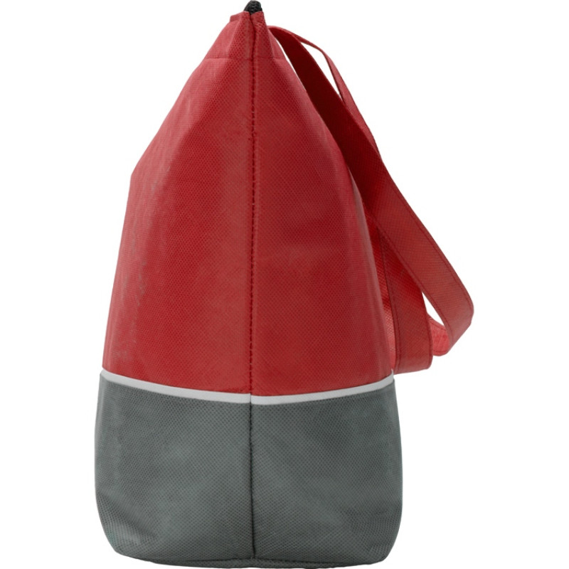 Сумка-холодильник Reviver с длинными ручками из нетканого переработанного материала RPET, красный/серый