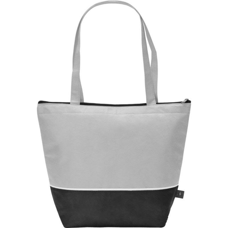 Сумка-холодильник Reviver с длинными ручками из нетканого переработанного материала RPET, белый/черный