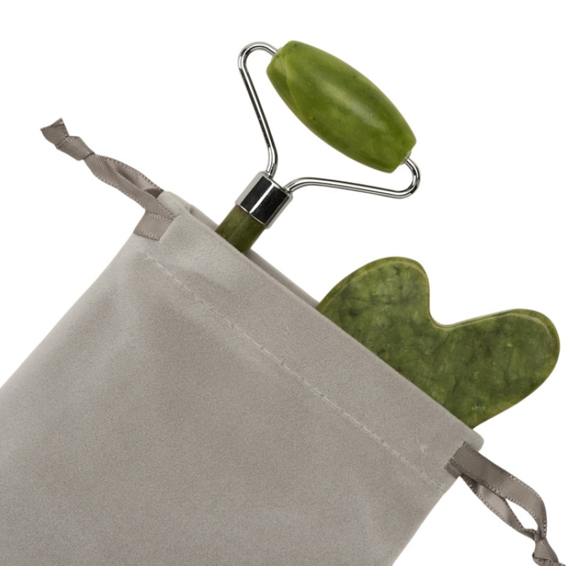 Сет роллер и гуаша "Rituals" из нефрита, зеленый