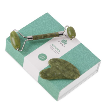 Сет роллер и гуаша "Rituals" из нефрита, зеленый