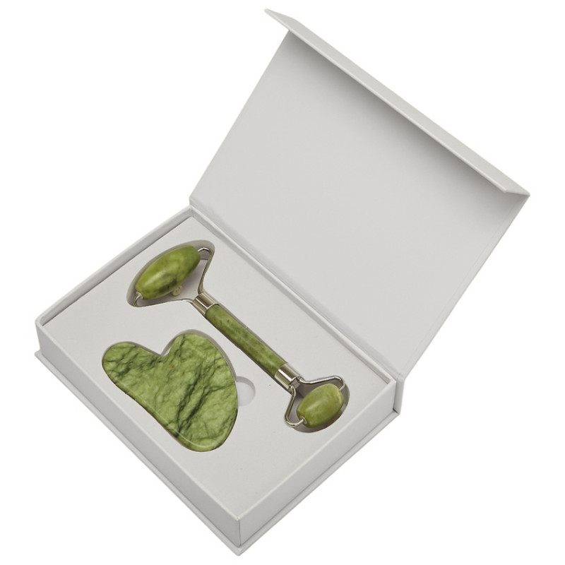 Сет роллер и гуаша "Rituals" из нефрита, зеленый