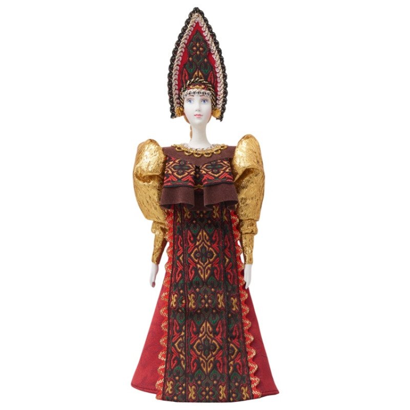 Подарочный набор: кукла фарфоровая, чай "Малина с мятой", красный