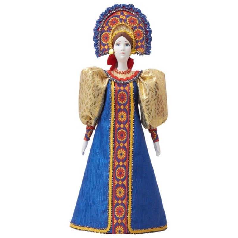 Подарочный набор: кукла фарфоровая, мед, синий