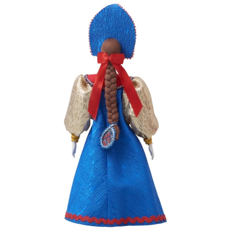 Подарочный набор: кукла фарфоровая, чай "Малина с мятой", синий