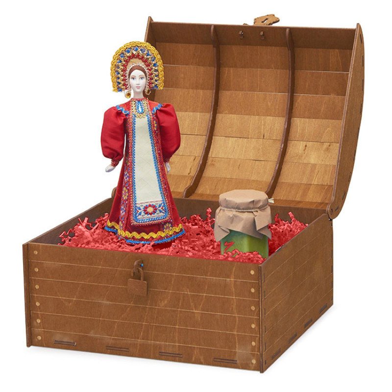 Подарочный набор: кукла фарфоровая, крем-мед, красный