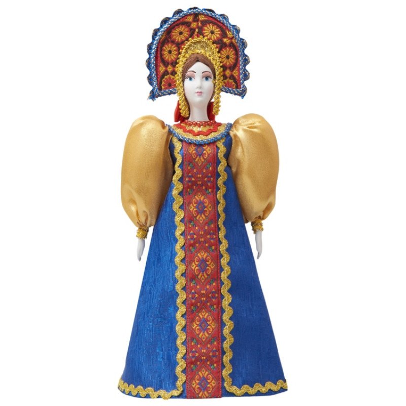 Подарочный набор: кукла фарфоровая, мед, синий