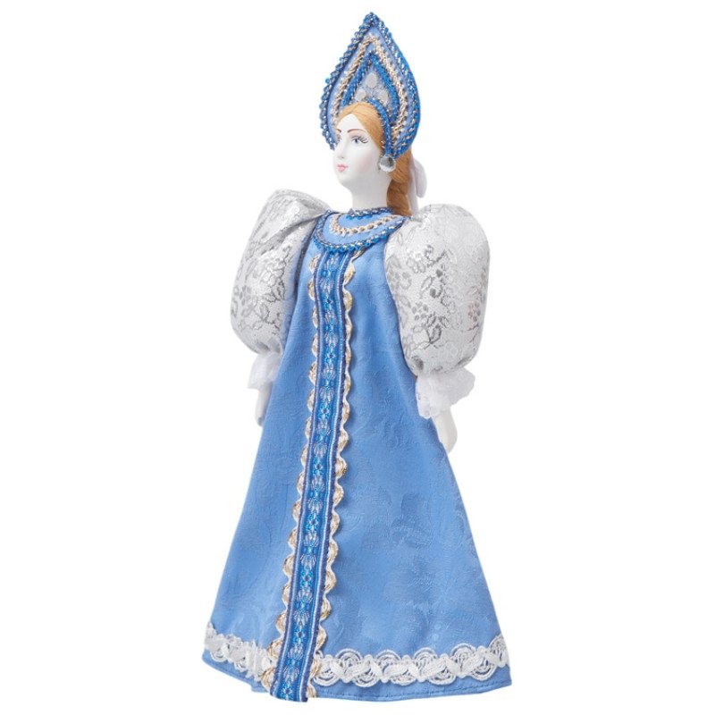 Подарочный набор: кукла фарфоровая, мед, голубой