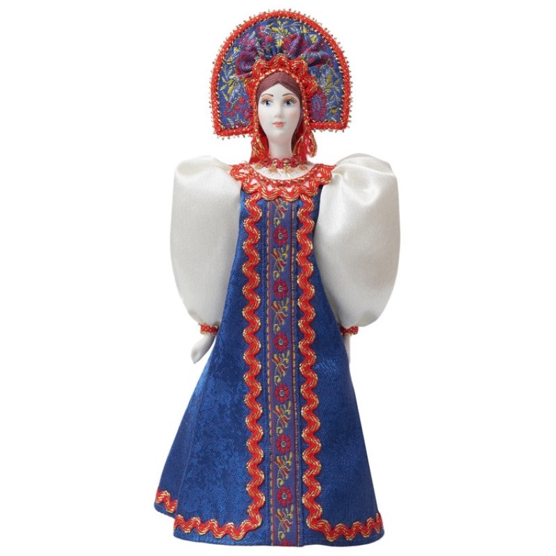 Подарочный набор: кукла фарфоровая, крем-мед, красный