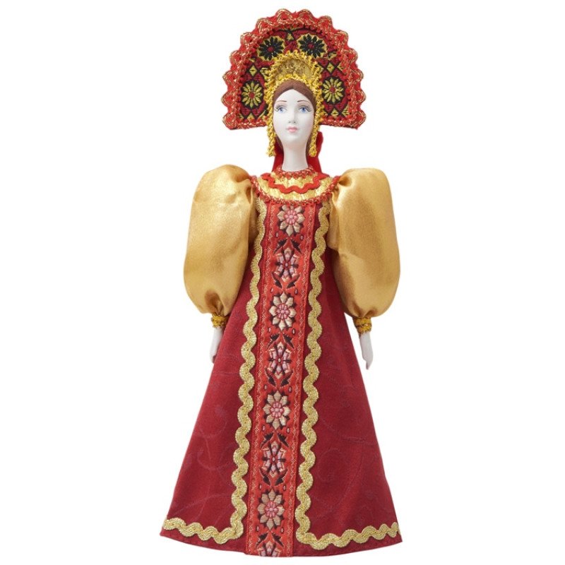 Подарочный набор: кукла фарфоровая, крем-мед, красный