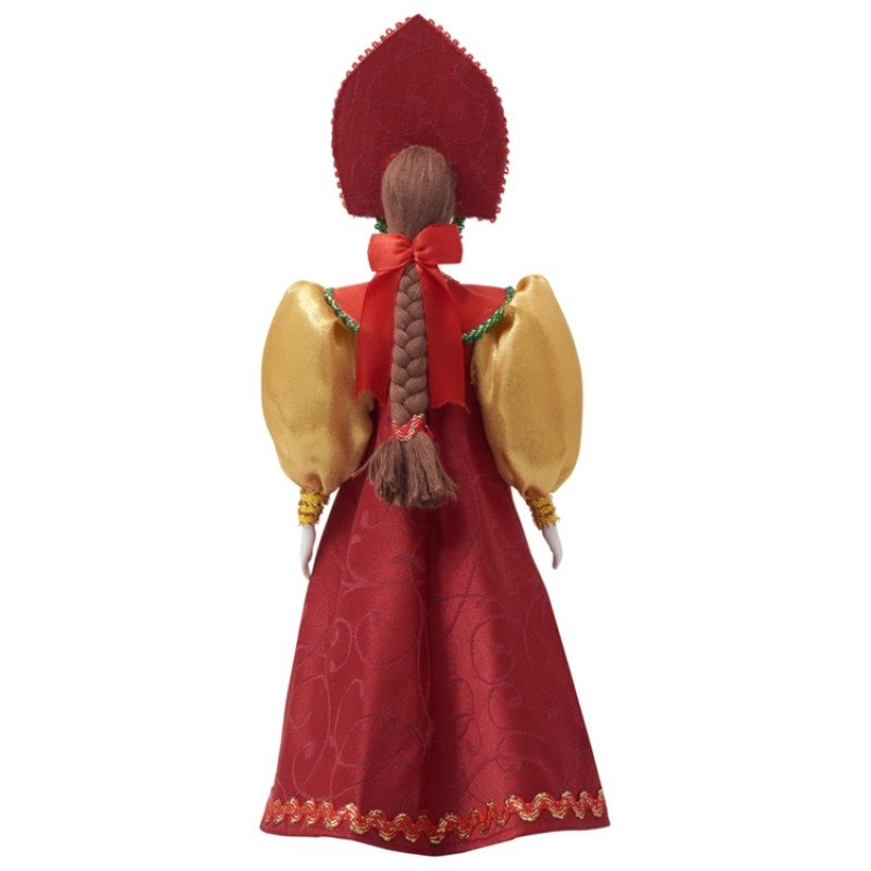 Подарочный набор: кукла фарфоровая, чай "Малина с мятой", красный