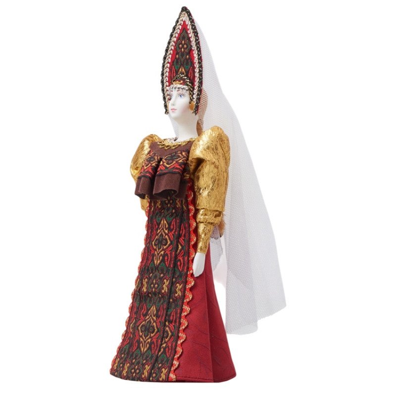 Подарочный набор: кукла фарфоровая, чай "Малина с мятой", красный