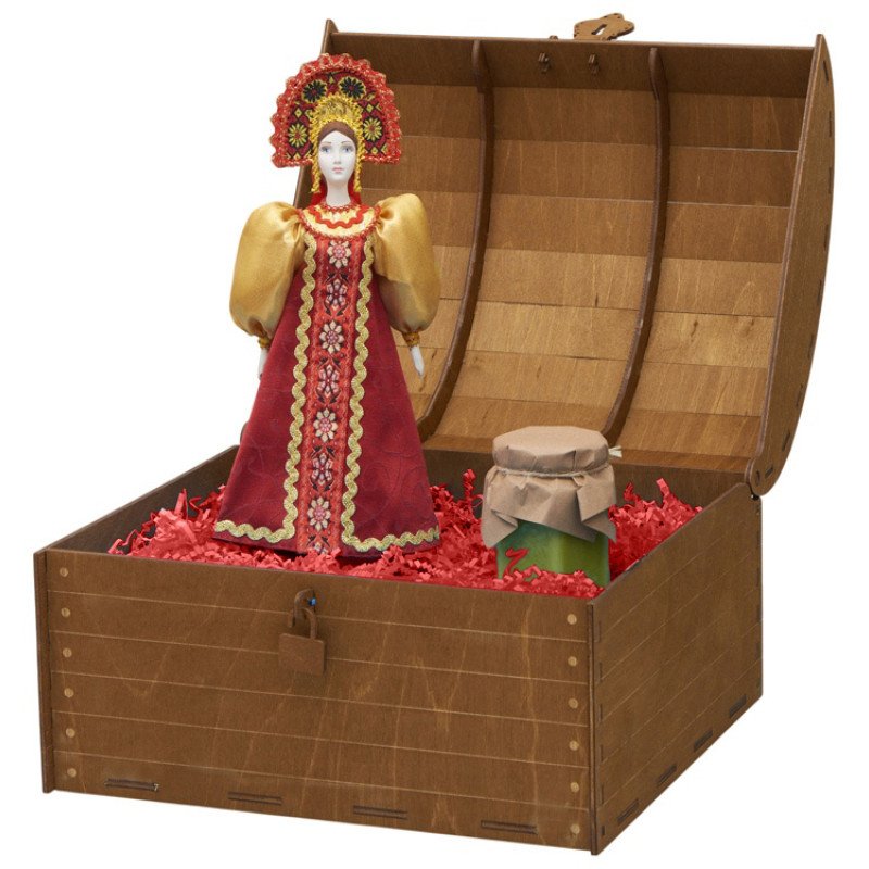 Подарочный набор: кукла фарфоровая, крем-мед, красный