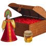 Подарочный набор: кукла фарфоровая, мед, красный