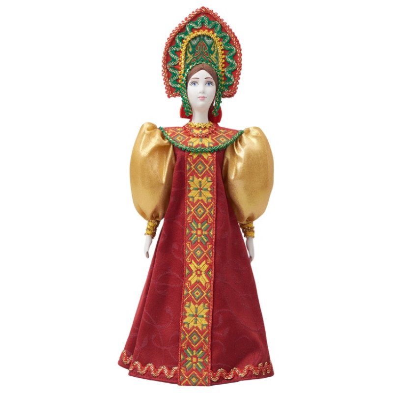 Подарочный набор: кукла фарфоровая, крем-мед, красный