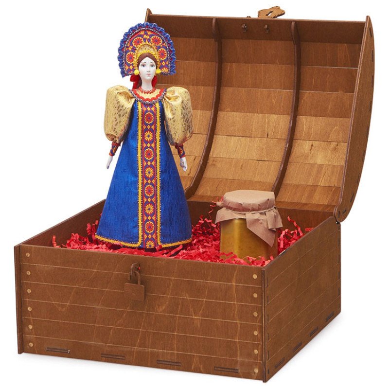 Подарочный набор: кукла фарфоровая, крем-мед, красный