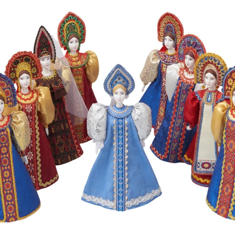 Подарочный набор: кукла фарфоровая, мед, синий