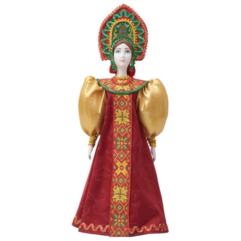 Подарочный набор: кукла фарфоровая, мед, красный