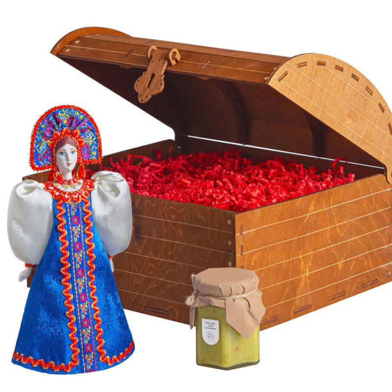 Подарочный набор: кукла фарфоровая, крем-мед, красный